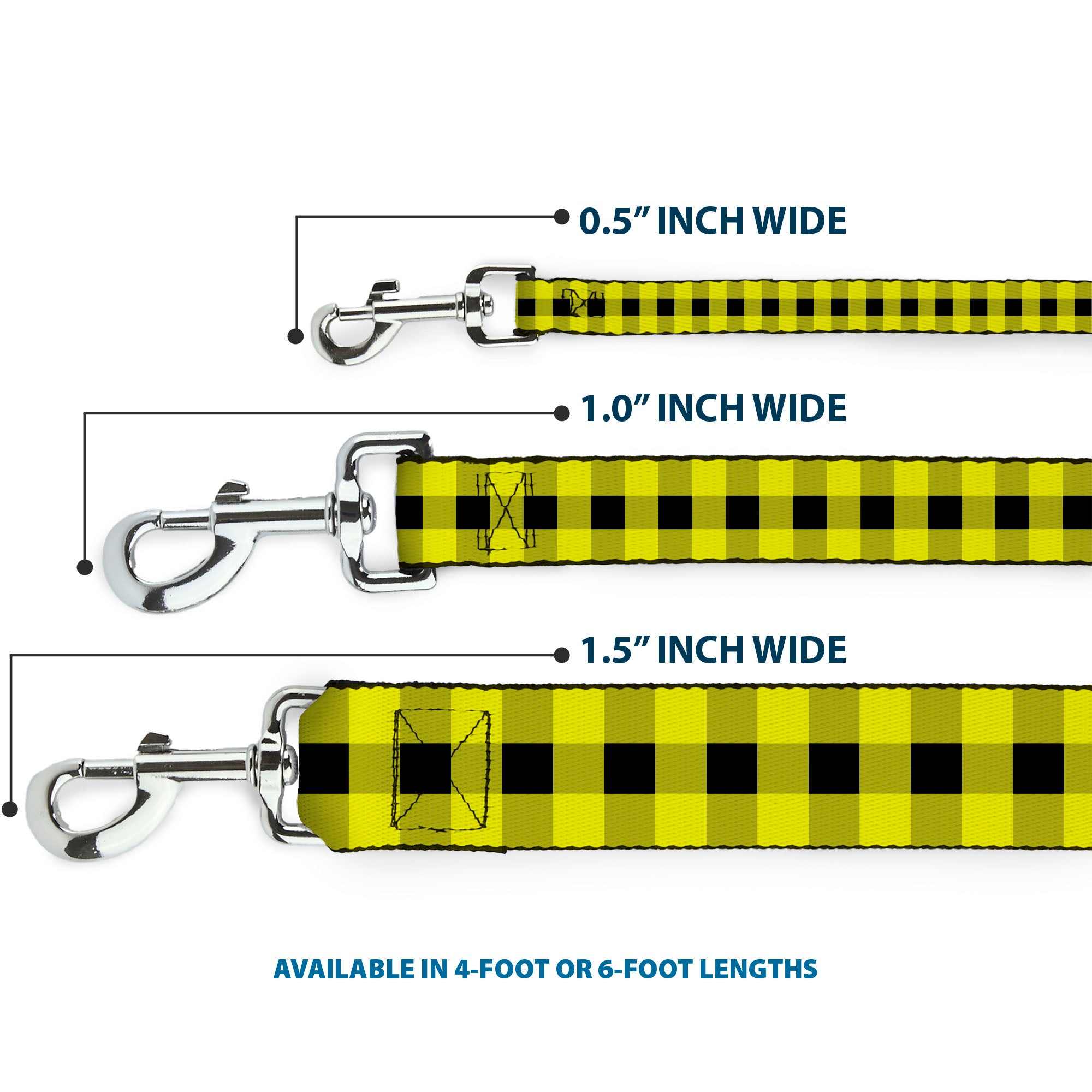 Dog Leash - Buffalo Plaid Black/Neon Yellow