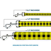 Dog Leash - Buffalo Plaid Black/Neon Yellow