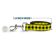 Dog Leash - Buffalo Plaid Black/Neon Yellow