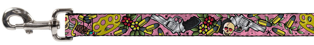 Dog Leash - Born to Raise Hell CLOSE-UP Pink