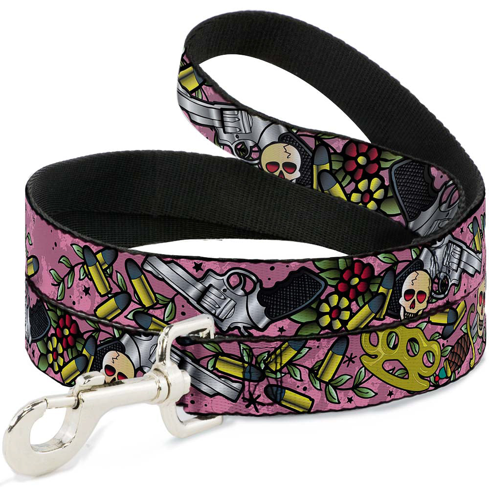 Dog Leash - Born to Raise Hell CLOSE-UP Pink
