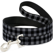 Dog Leash - Buffalo Plaid Black/Gray