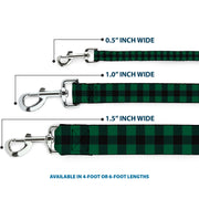 Dog Leash - Buffalo Plaid Black/Green