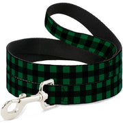 Dog Leash - Buffalo Plaid Black/Green