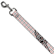 Dog Leash - BD Plaid White/Gray/Red