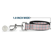 Dog Leash - BD Plaid White/Gray/Red