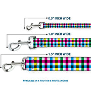 Dog Leash - Buffalo Plaid White/Multi Color