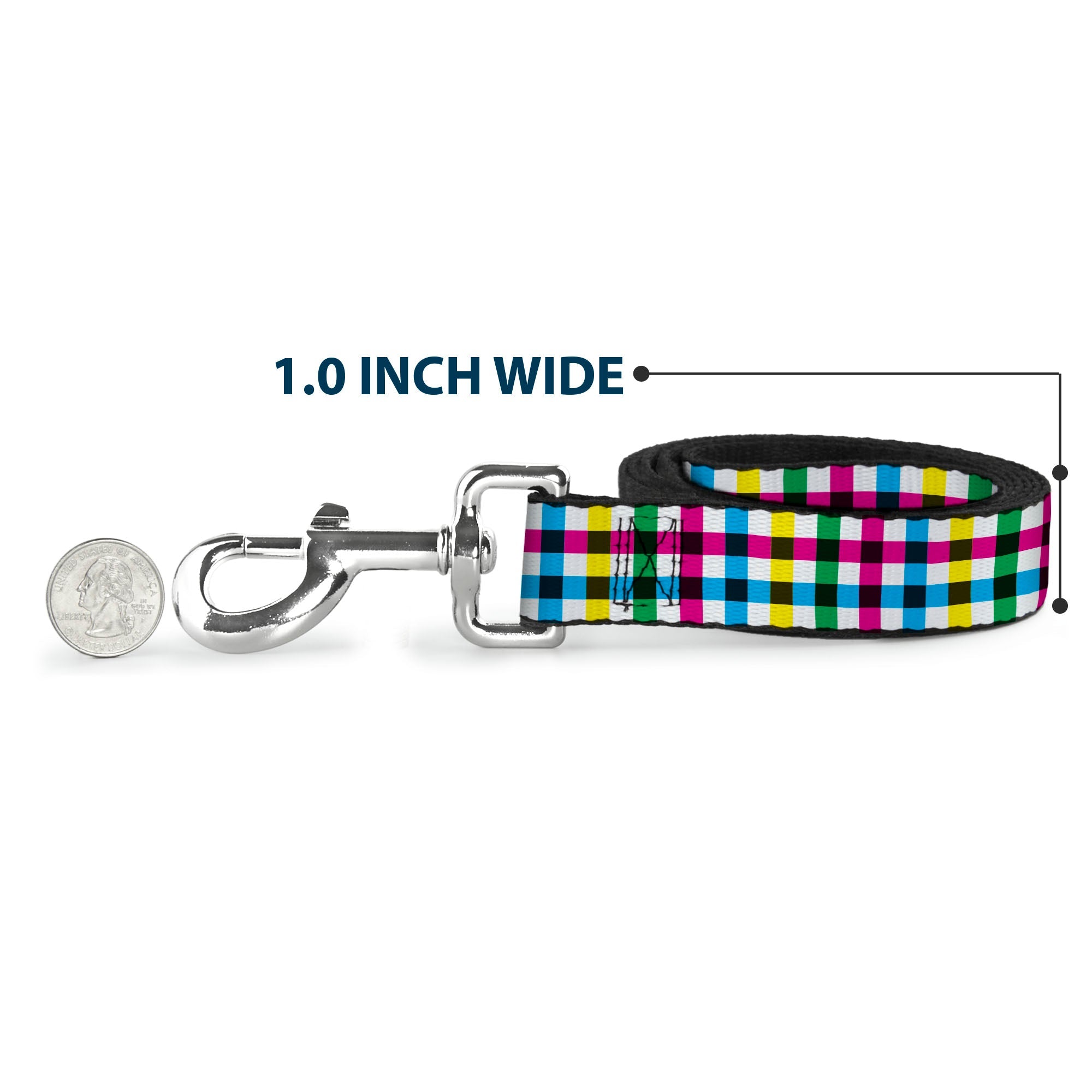 Dog Leash - Buffalo Plaid White/Multi Color