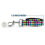Dog Leash - Buffalo Plaid White/Multi Color