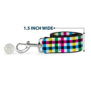 Dog Leash - Buffalo Plaid White/Multi Color
