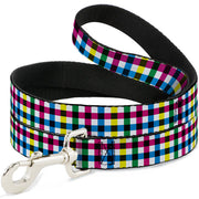 Dog Leash - Buffalo Plaid White/Multi Color