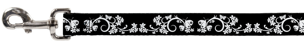 Dog Leash - Butterfly Garden2 Black/White