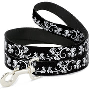 Dog Leash - Butterfly Garden2 Black/White