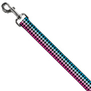Dog Leash - Buffalo Plaid Turquoise/Fuchsia Fade