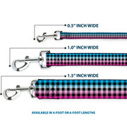 Dog Leash - Buffalo Plaid Turquoise/Fuchsia Fade