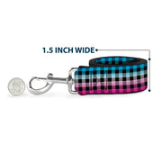 Dog Leash - Buffalo Plaid Turquoise/Fuchsia Fade