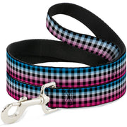 Dog Leash - Buffalo Plaid Turquoise/Fuchsia Fade