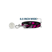 Dog Leash - Buffalo Plaid Abstract White/Black/Fuchsia