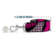 Dog Leash - Buffalo Plaid Abstract White/Black/Fuchsia