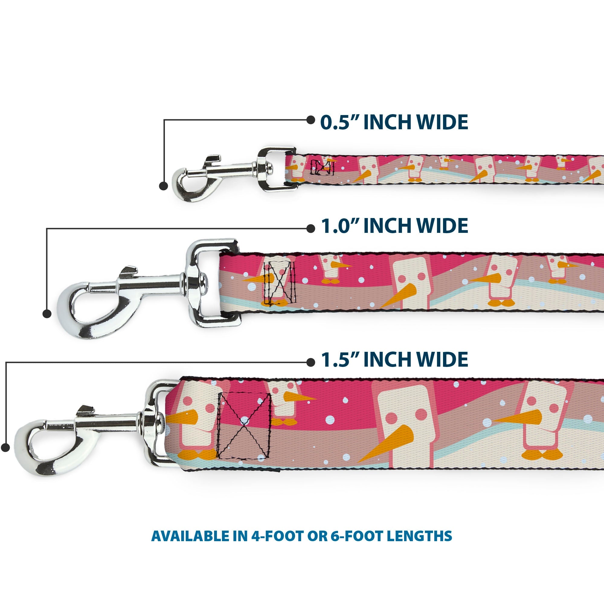 Dog Leash - Block Penguins Mauve
