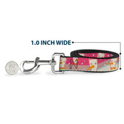 Dog Leash - Block Penguins Mauve