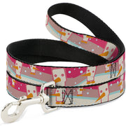 Dog Leash - Block Penguins Mauve