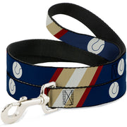 Dog Leash - Ball/Stripes Tan/Blue/Burgundy