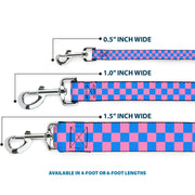 Dog Leash - Checker Baby Pink/Baby Blue