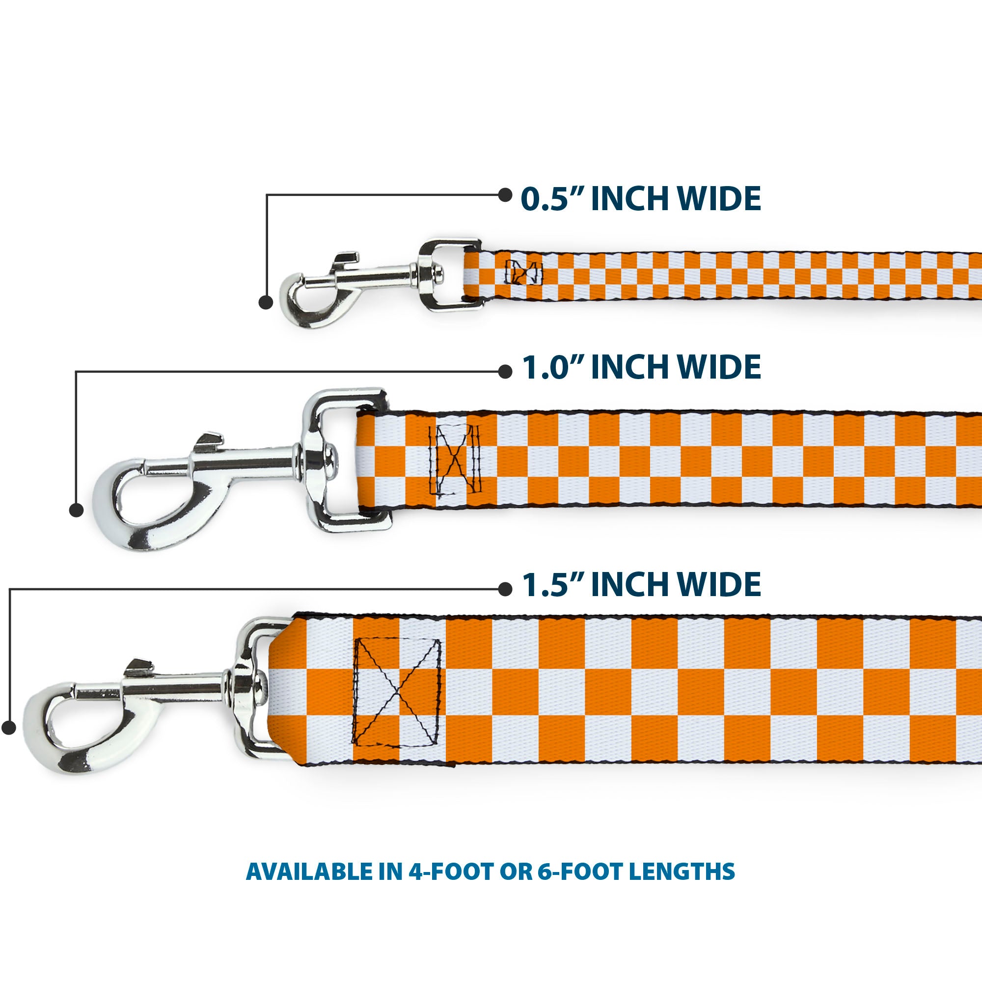 Dog Leash - Checker White/TN Orange