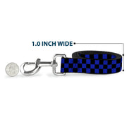 Dog Leash - Checker Black/Neon Blue