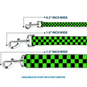 Dog Leash - Checker Black/Neon Green