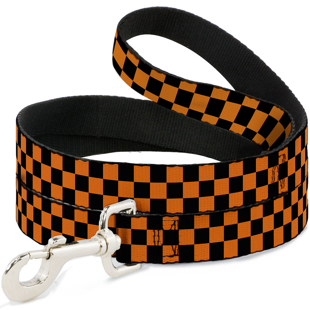 Dog Leash - Checker Black/Neon Orange