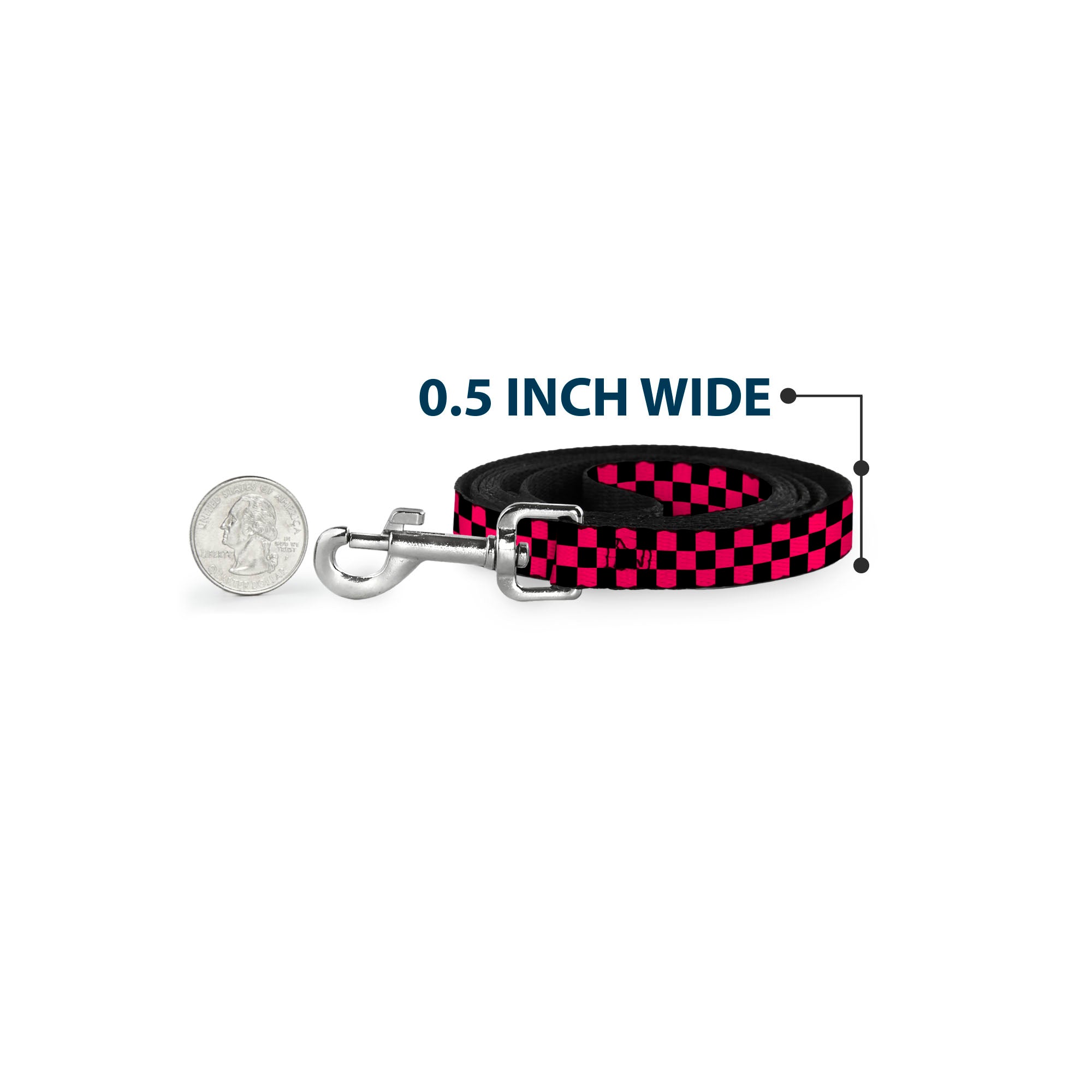 Dog Leash - Checker Black/Neon Pink