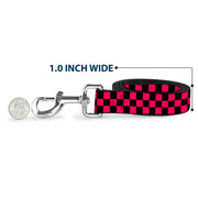 Dog Leash - Checker Black/Neon Pink