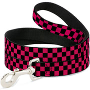 Dog Leash - Checker Black/Neon Pink