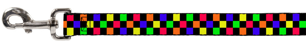 Dog Leash - Checker Black/Multi Neon