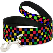 Dog Leash - Checker Black/Multi Neon