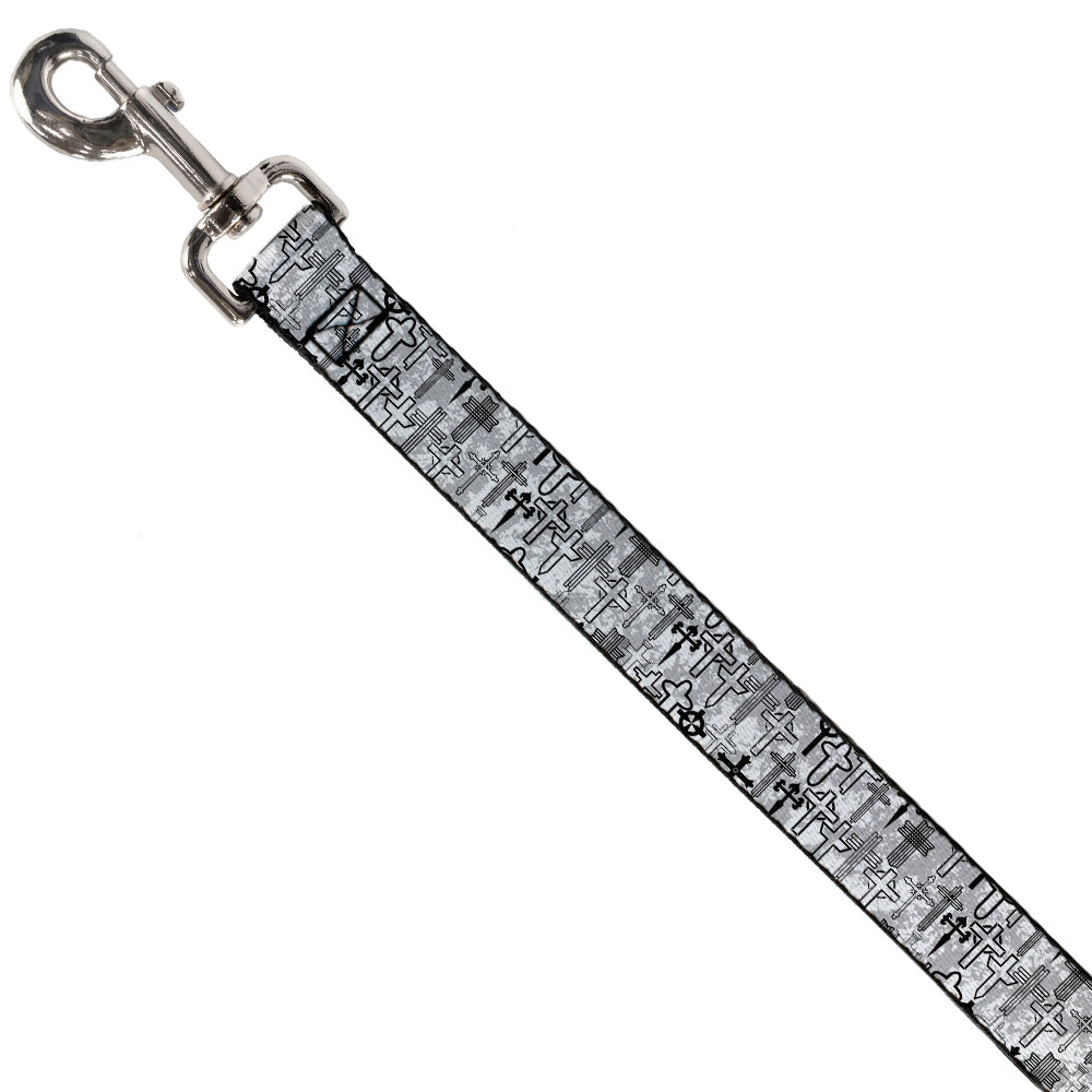 Dog Leash - Crosses Assorted Distressed White/Black