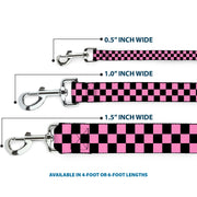 Dog Leash - Checker Black/Baby Pink