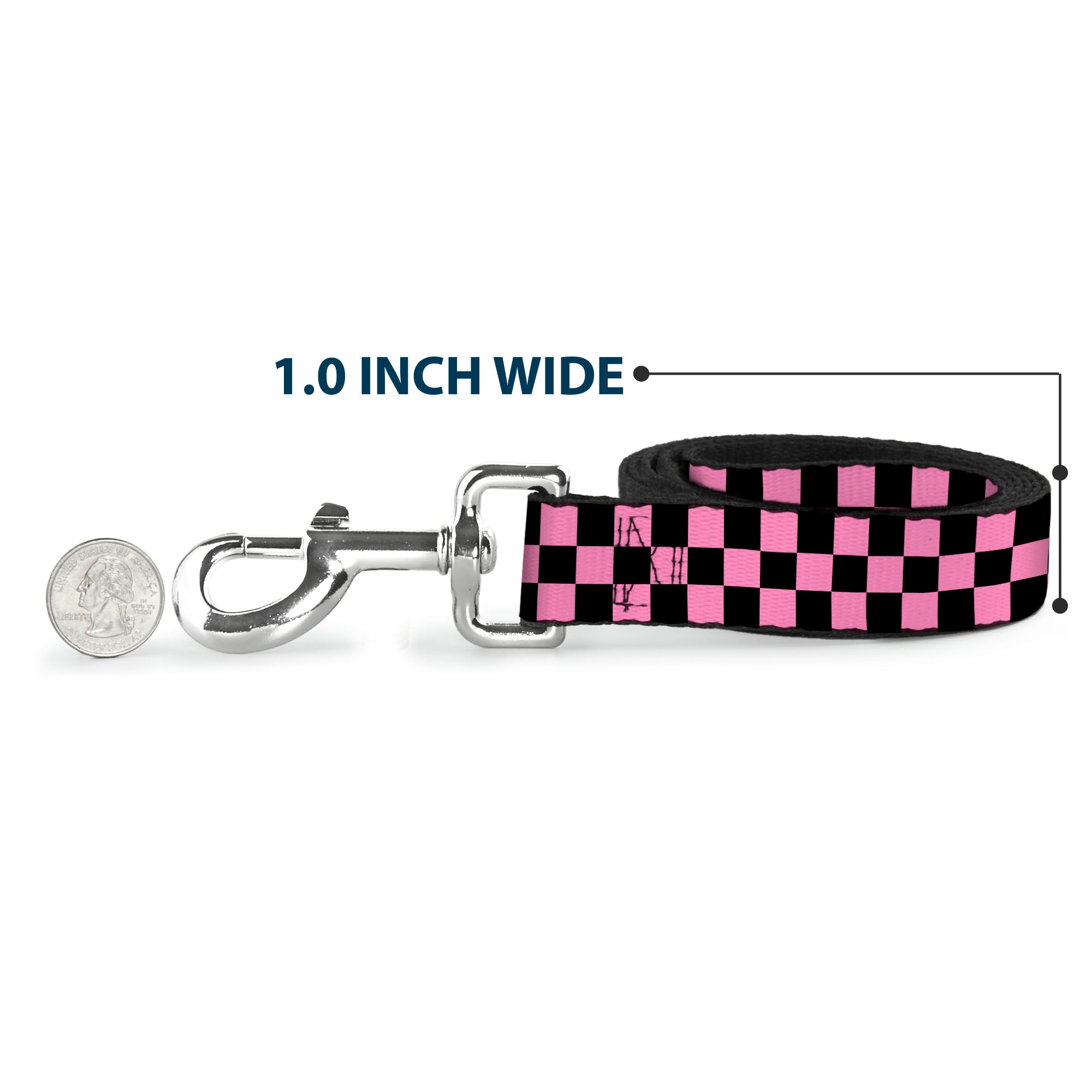 Dog Leash - Checker Black/Baby Pink