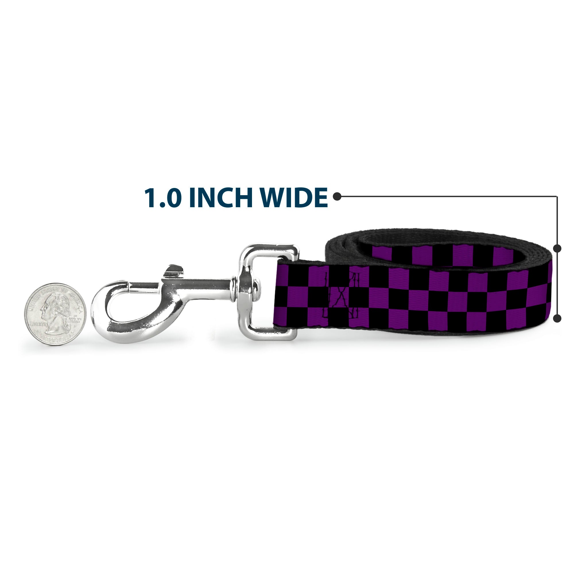 Dog Leash - Checker Black/Purple
