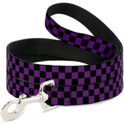 Dog Leash - Checker Black/Purple
