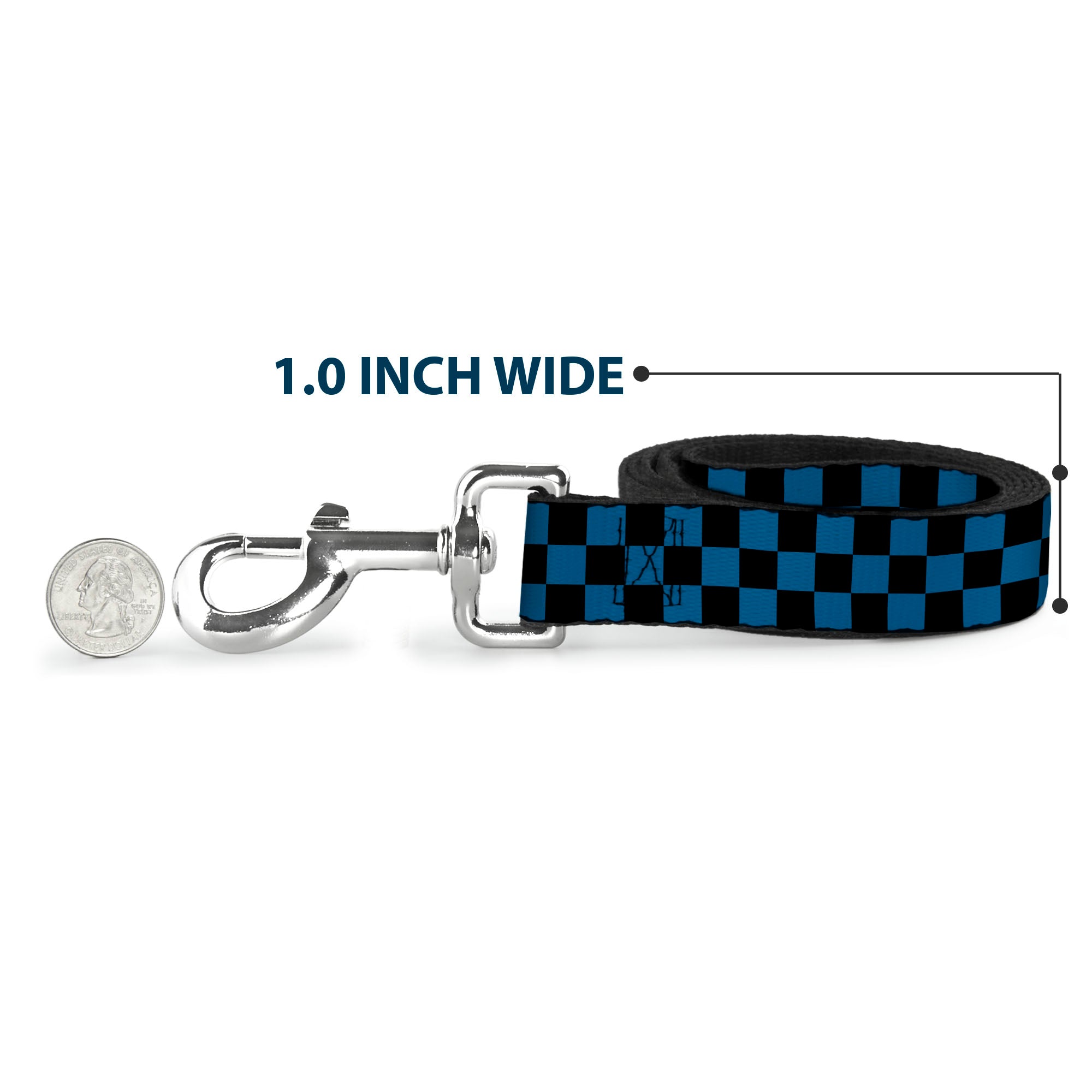Dog Leash - Checker Black/Turquoise