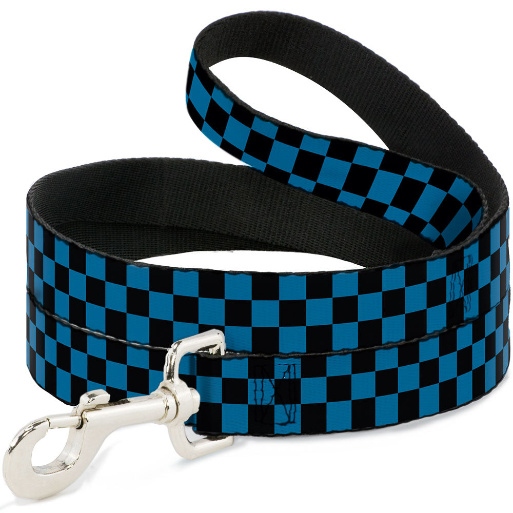 Dog Leash - Checker Black/Turquoise
