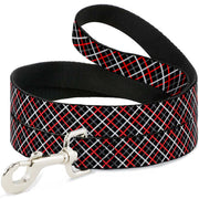 Dog Leash - Criss Cross Plaid Black/Gray/Red