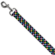 Dog Leash - Checker Black/Multi Pastel