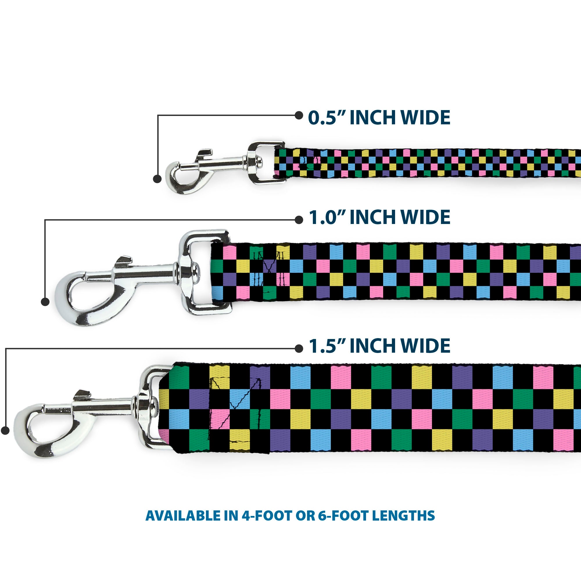 Dog Leash - Checker Black/Multi Pastel
