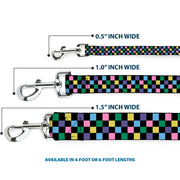 Dog Leash - Checker Black/Multi Pastel