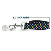 Dog Leash - Checker Black/Multi Pastel
