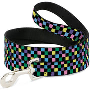 Dog Leash - Checker Black/Multi Pastel